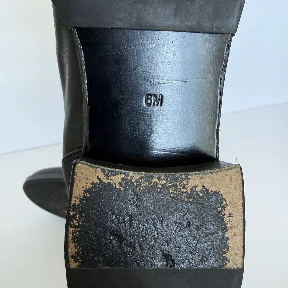 Tory Burch Sidney Women's Size 6M Leather Ankle Booties Black Gold Logo Harness